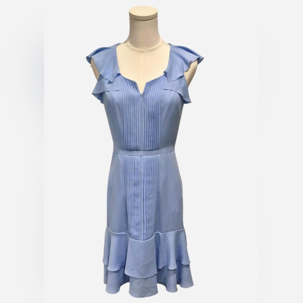 Banana Republic Purple/Blue Midi Dress with Ruffles